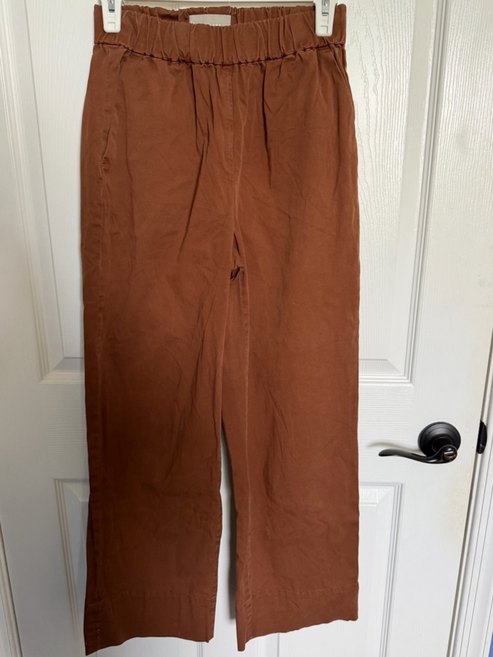 Everlane Organic Cotton Rust Brown Elastic-Waist wide Leg Pants 2
